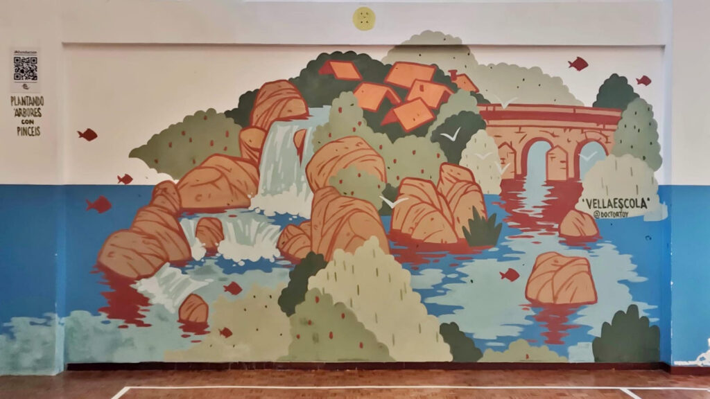 Plantando árbores con pinceis